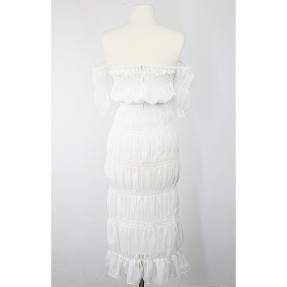 Revolve Smocked Tier Off Shoulder Sheer Maxi Dress - Picture 2 of 8